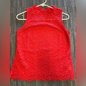 Women’s Banana Republic Lace Floral Burnt Red Blouse Size X-Small